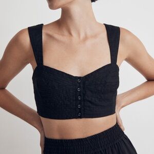 Madewell Black Crop Top with Textured Fabric